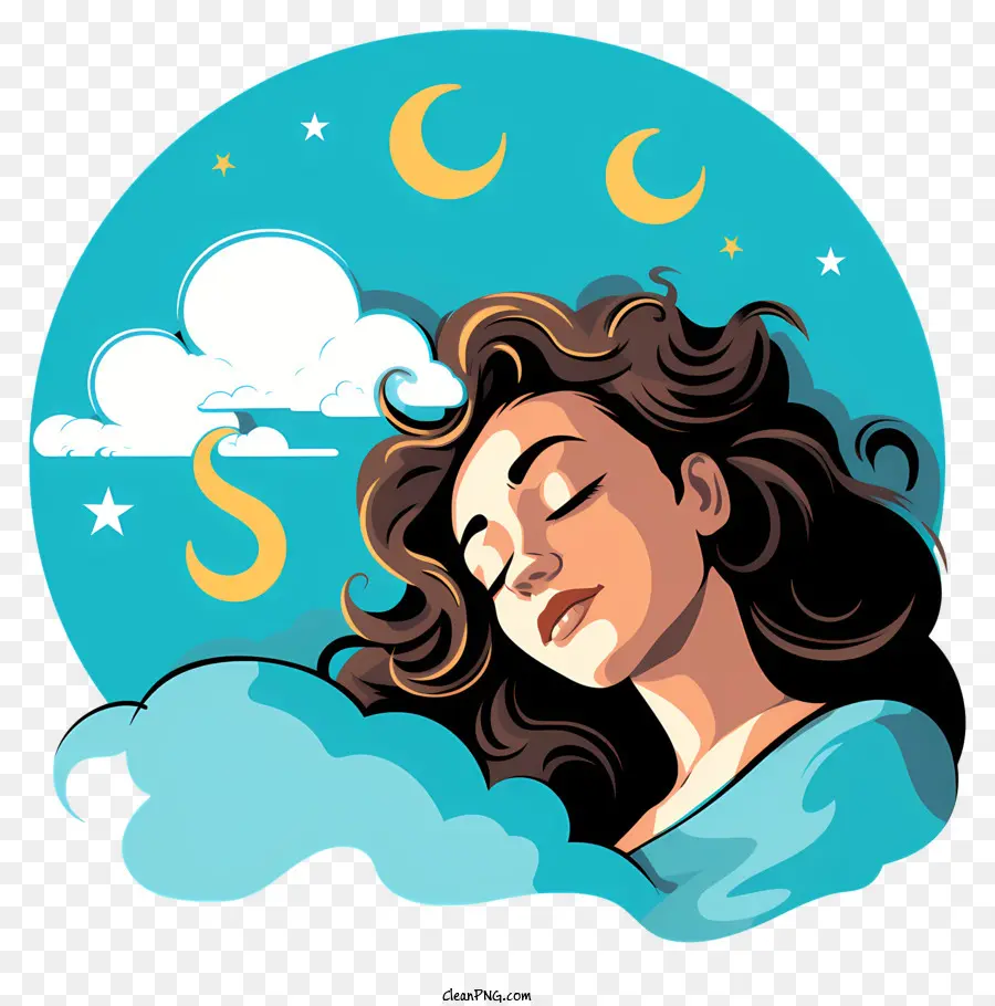 Icono De Sueño Estilo Boceto，Mujer Durmiendo PNG