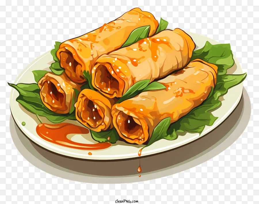 Rollos De Primavera Estilo Boceto，Albóndigas Fritas PNG