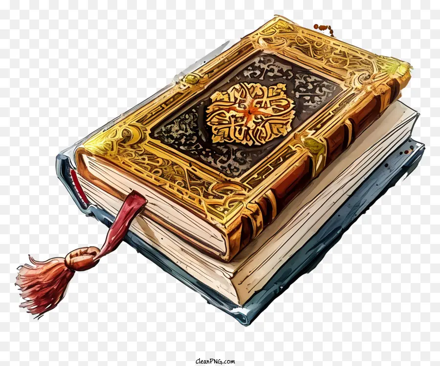 Libro Sagrado De La Acuarela Del Corán，Libro De Cuero PNG