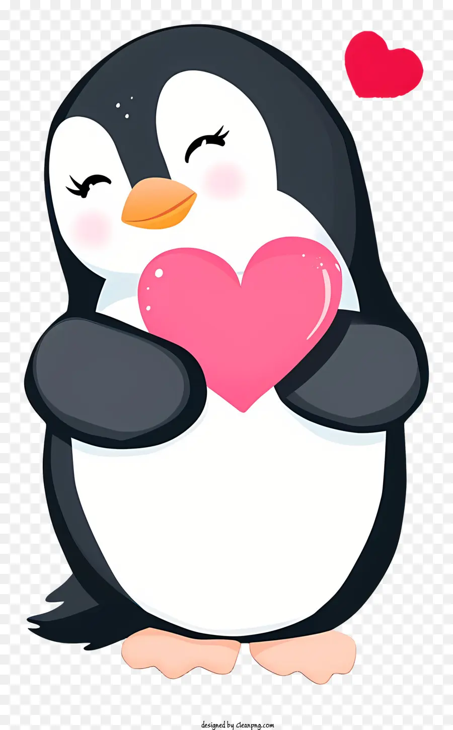 Ilustración De Vector Plano Minimalizado，Pingüino De San Valentín PNG