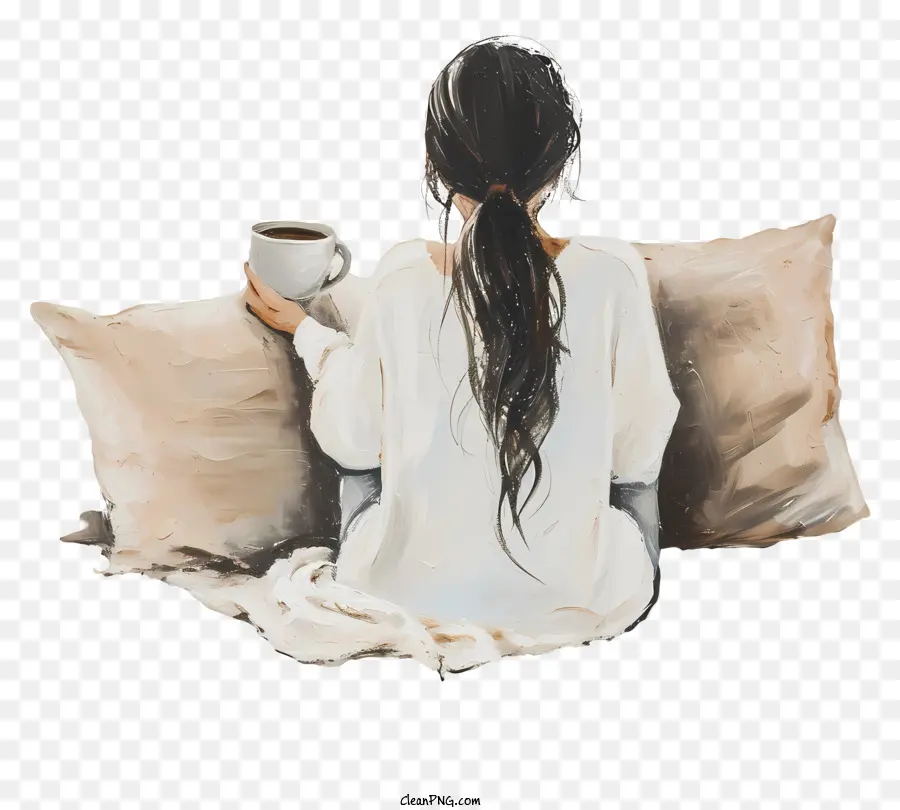 DÍa CÓmodo，Mujer Con Café PNG