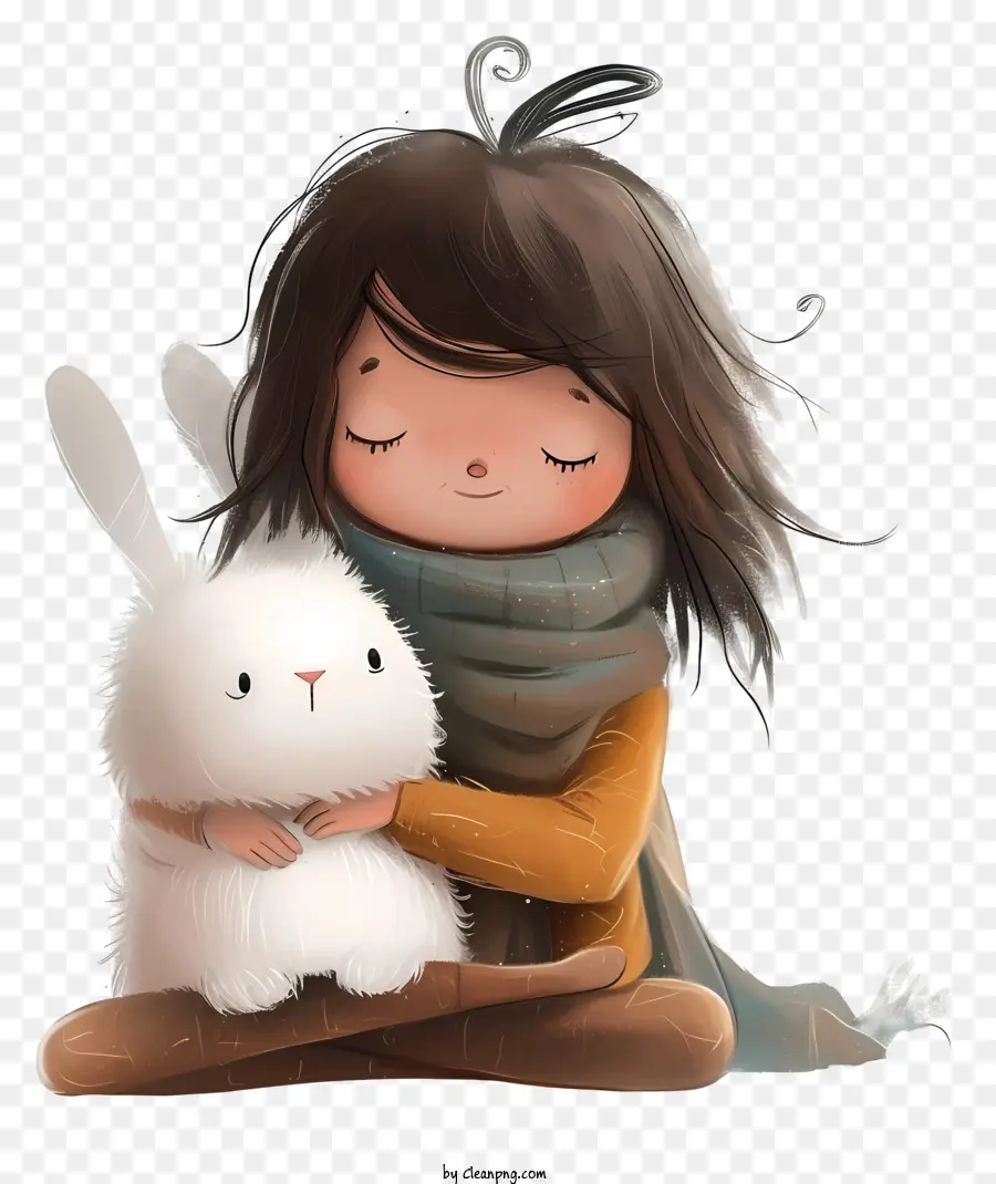 DÍa CÓmodo，Niña Con Conejo PNG