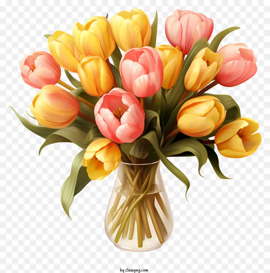 Ramo De Tulipanes Planos，Tulipanes PNG