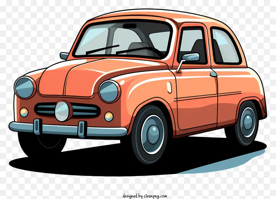 Coche De Dibujos Animados Estilo Boceto，Coche Pequeño Naranja PNG