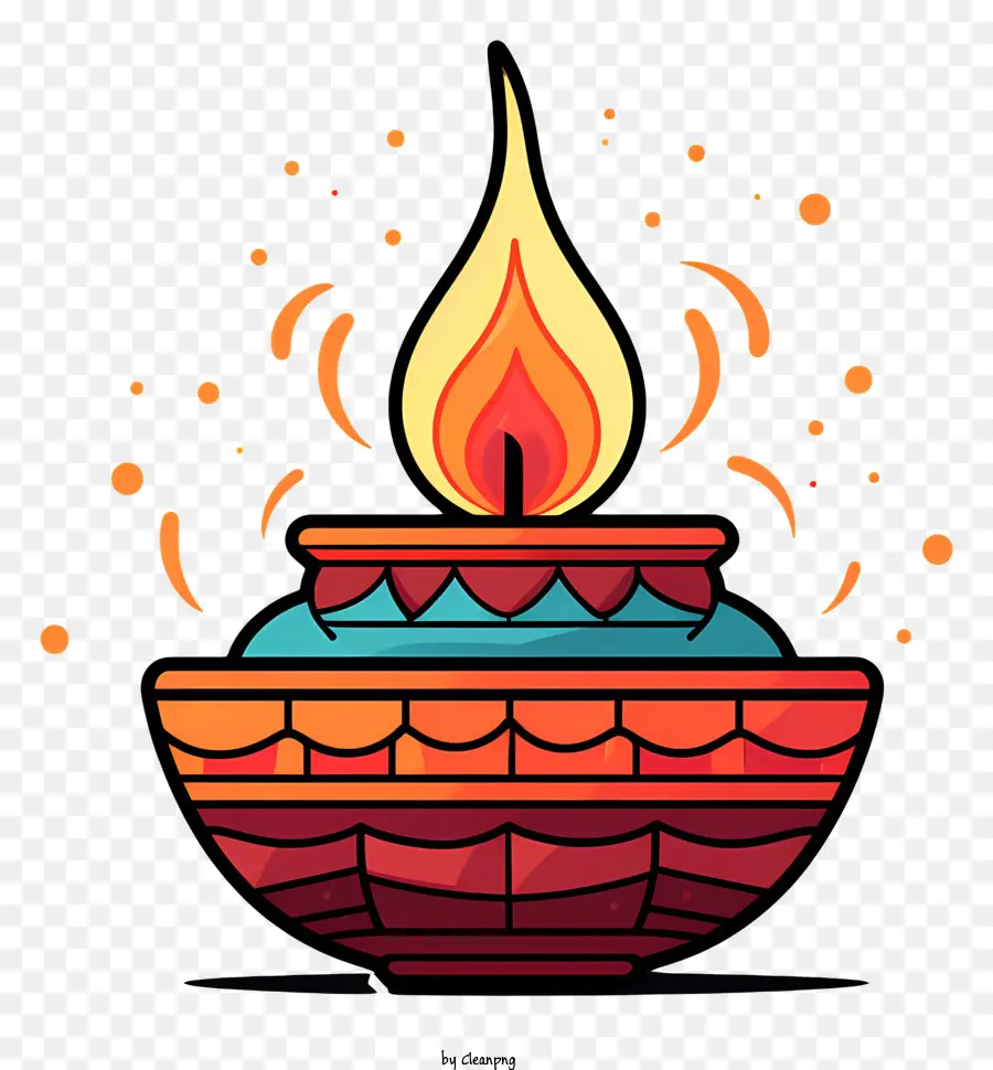 Lámpara Diwali Estilo Boceto，Lámpara Colorida PNG