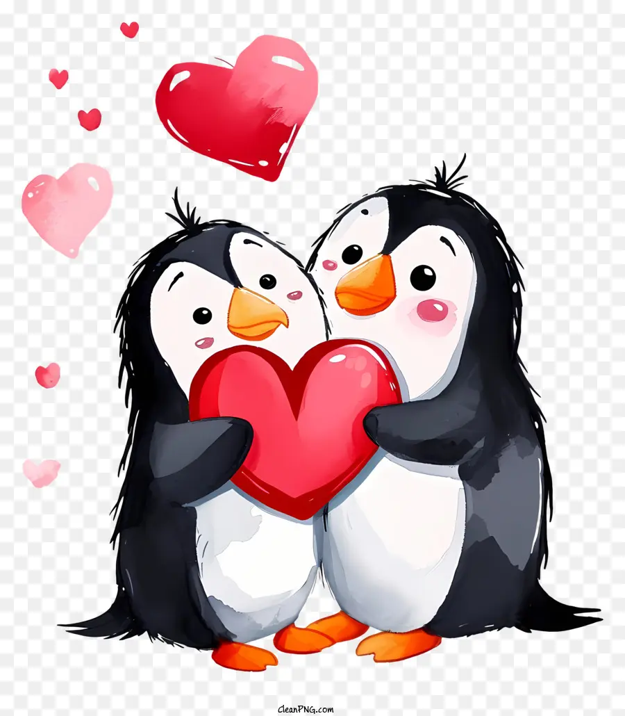 Diseño De Personajes De Dibujo Vectorial，Pingüino De San Valentín PNG