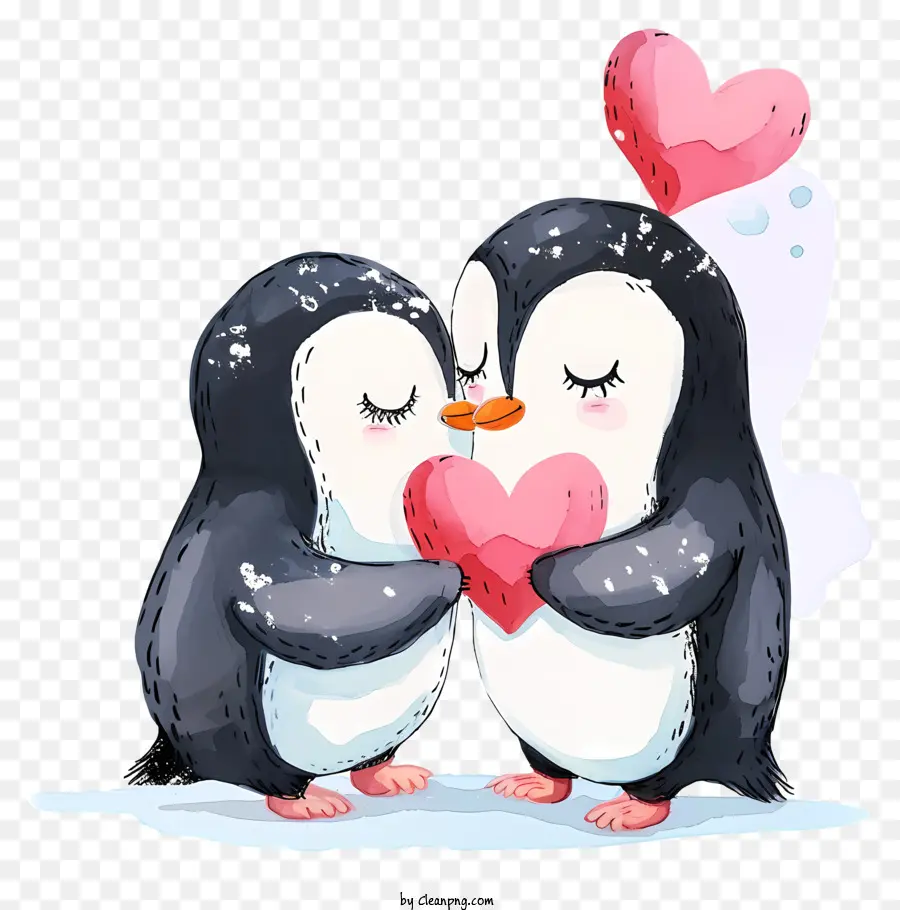 Acuarela Valentine Penguin，Pingüino De Arte PNG