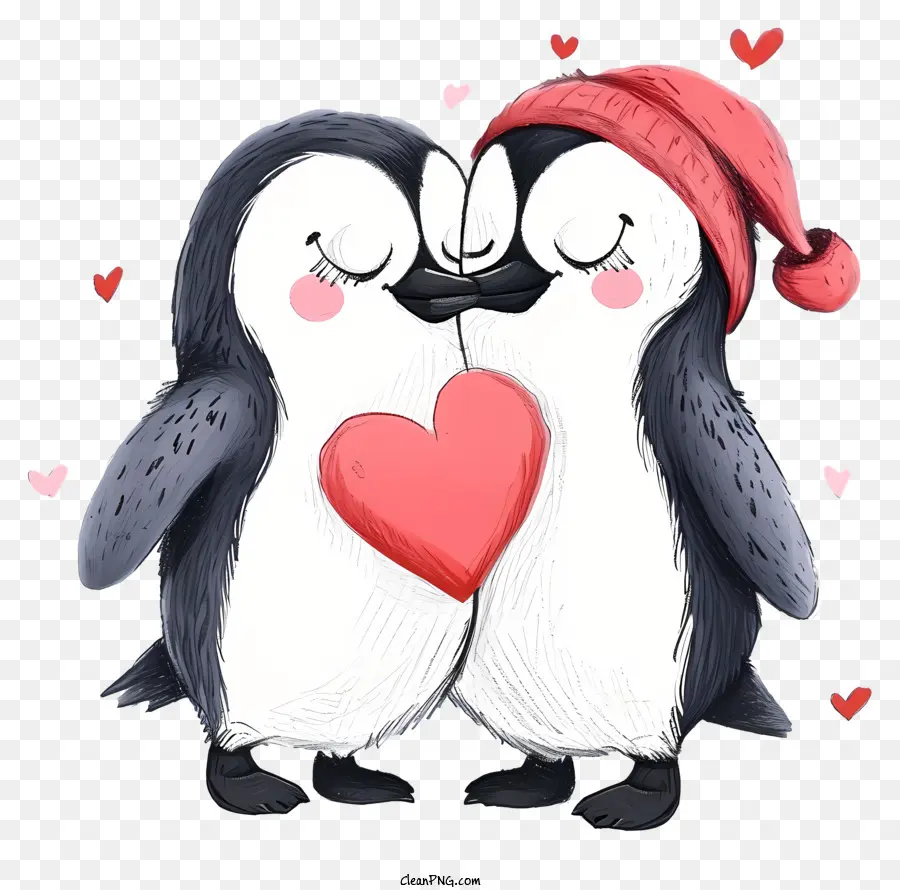 Pingüino De San Valentín Dibujado A Mano，Pingüinos De Dibujos Animados PNG