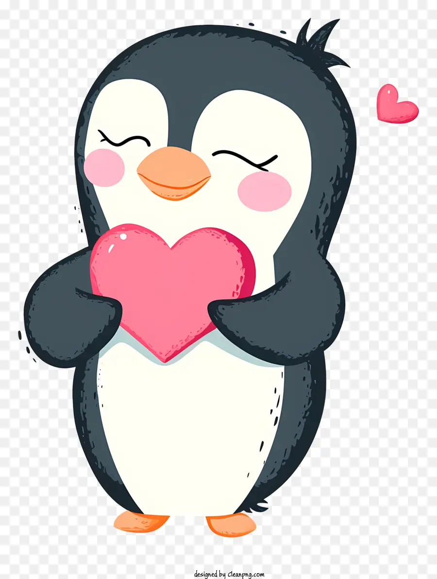 Ilustración De Vector Plano Minimalizado，Pingüino De San Valentín PNG