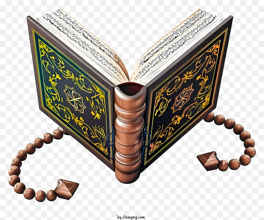 Libro Sagrado Del Corán Y Cuentas De Oración，Corán Abierto PNG