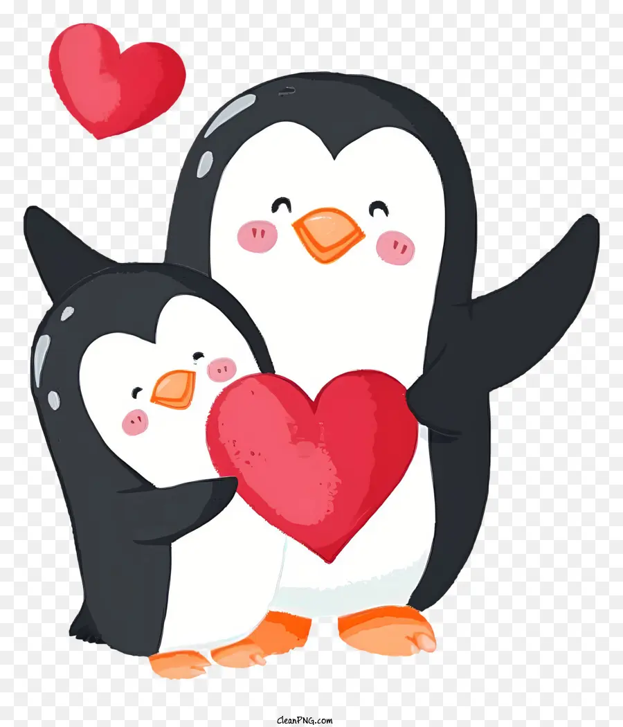 Ilustración De Vector Plano Minimalizado，Pingüino De San Valentín PNG