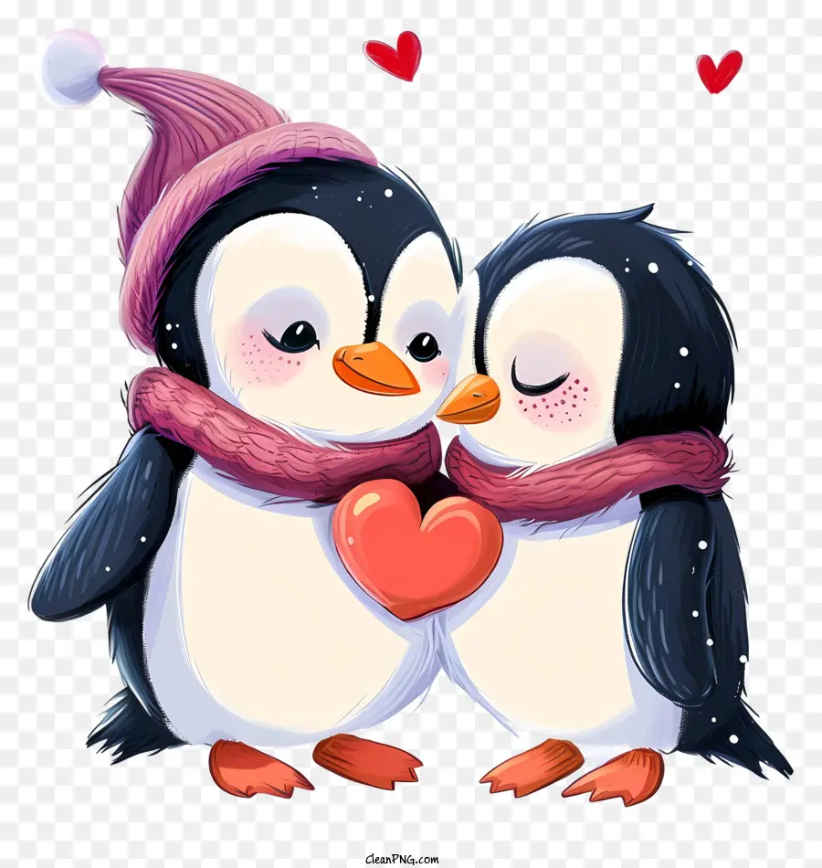 Dibujos Animados De San Valentín，Pareja De Pingüinos De Dibujos Animados PNG