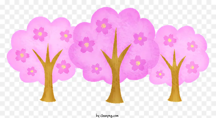 árboles De Cerezo，Flores De Color Rosa PNG