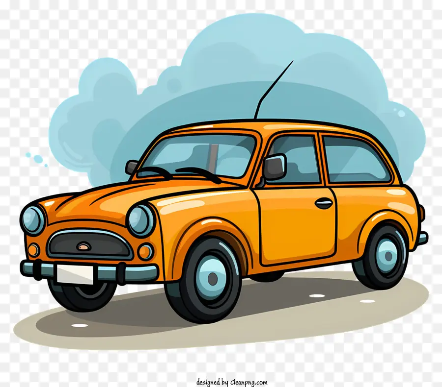 Coche De Dibujos Animados Estilo Garabato，Orange Coche PNG