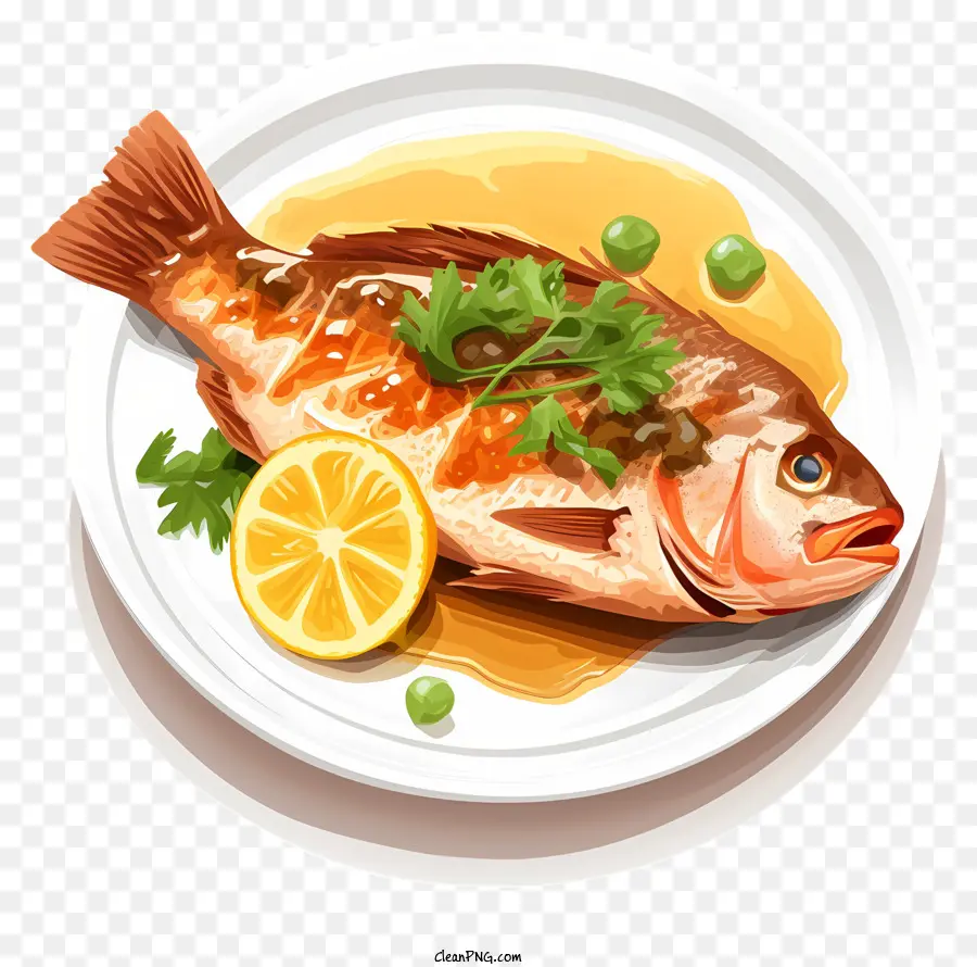 Icono De Plato De Pescado，Pescado Cocido PNG