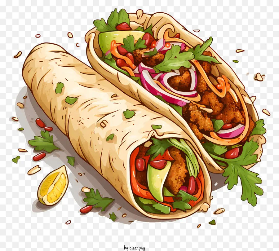 Doodle Shawarma，Ensalada De Taco PNG