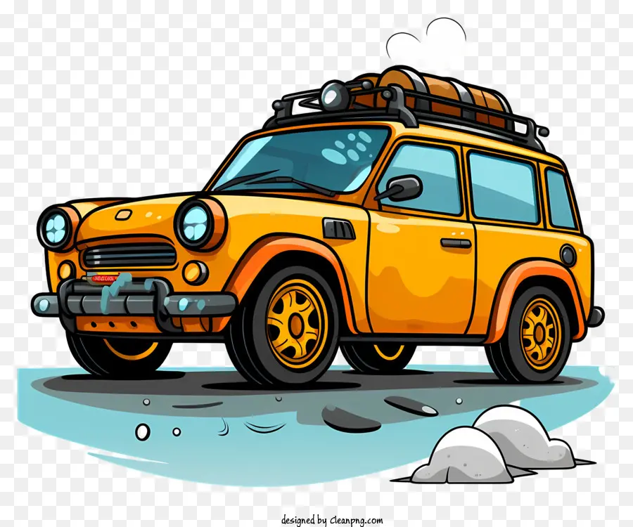 Coche De Dibujos Animados Estilo Garabato，Orange Coche PNG