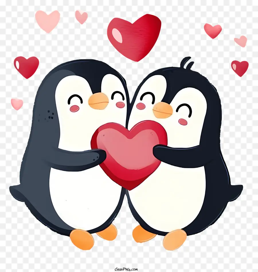 Ilustración De Vector Plano Minimalizado，Pingüino De San Valentín PNG