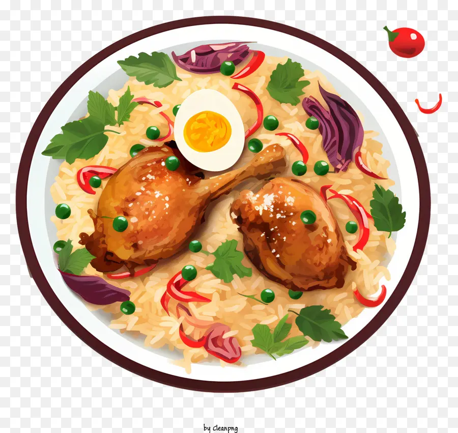 Pinturas Multicolores Pollo Biryani，Arroz PNG