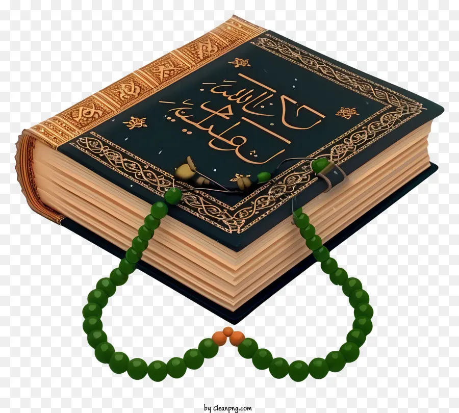 Libro Sagrado 3d Realista Del Corán Y Cuentas De Oración，Con Cuentas De Collar PNG