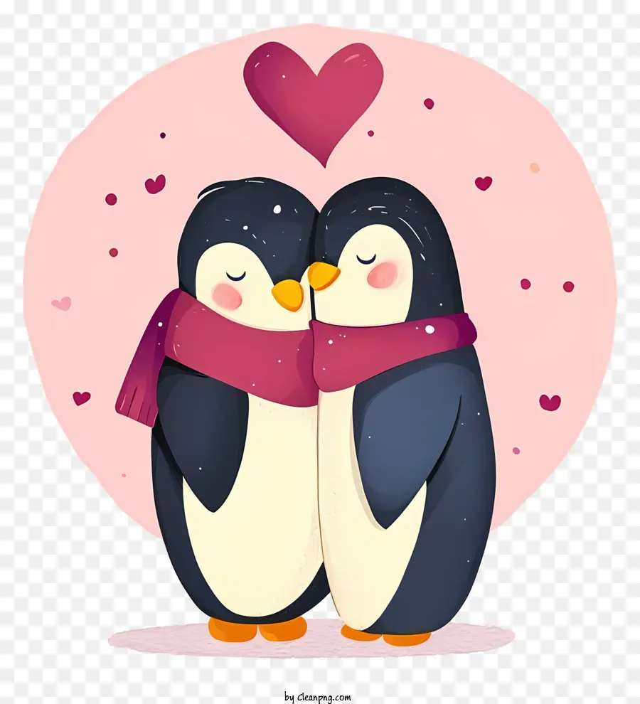 Ilustración De Vector Plano Minimalizado，Pingüino De San Valentín PNG