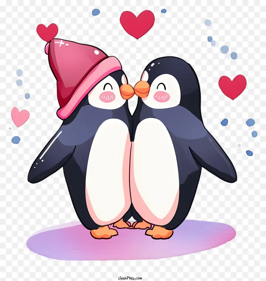 Ilustración De Vector Plano Minimalizado，Pingüino De San Valentín PNG