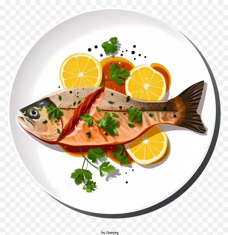 Ilustración De Vector Plano Minimalizado，Fish Dish PNG