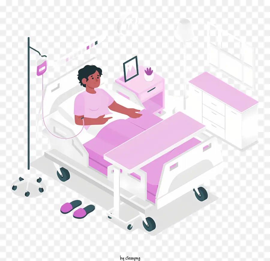 Paciente De Dibujos Animados，Cama De Hospital PNG