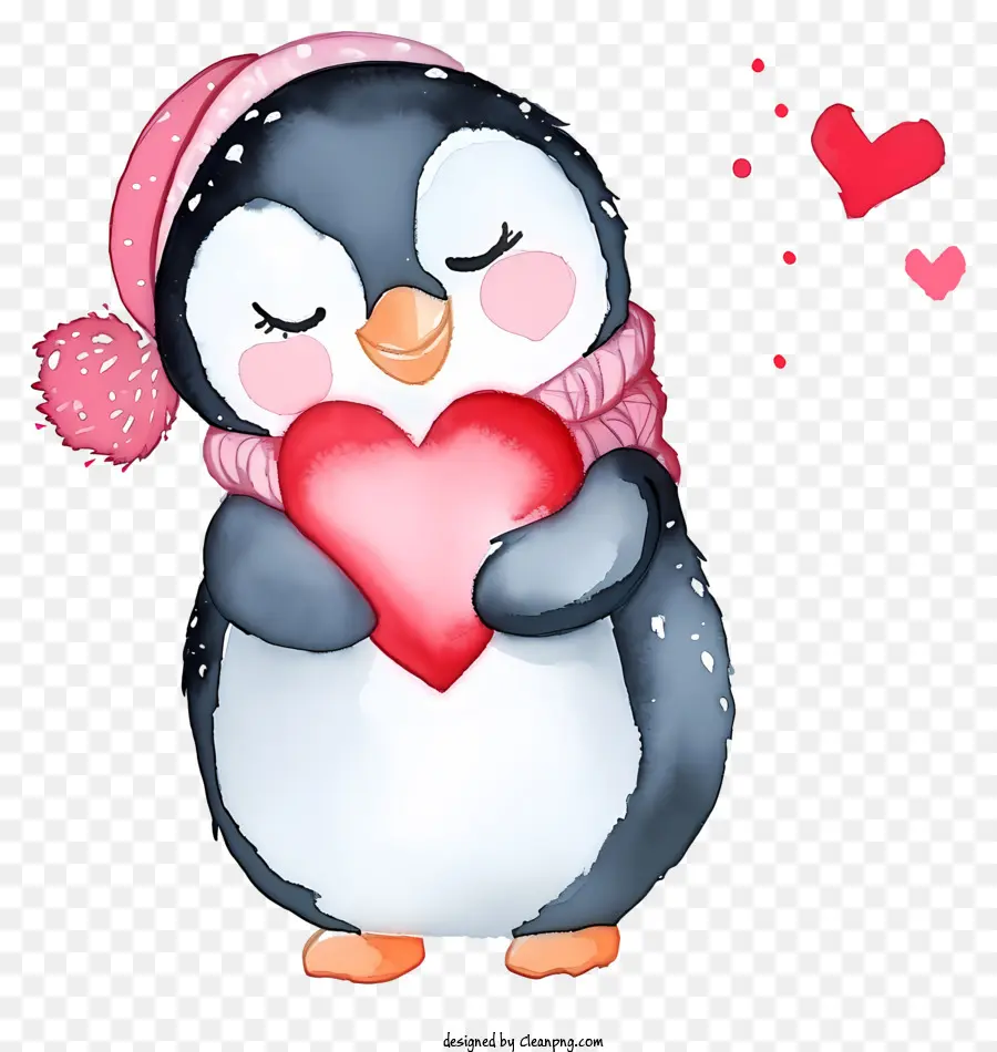 Acuarela Valentine Penguin，Pingüino PNG