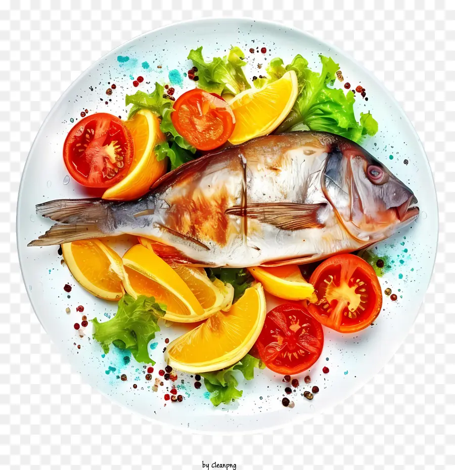 Plato De Pescado De Acuarela，Filetes De Pescado Fresco PNG