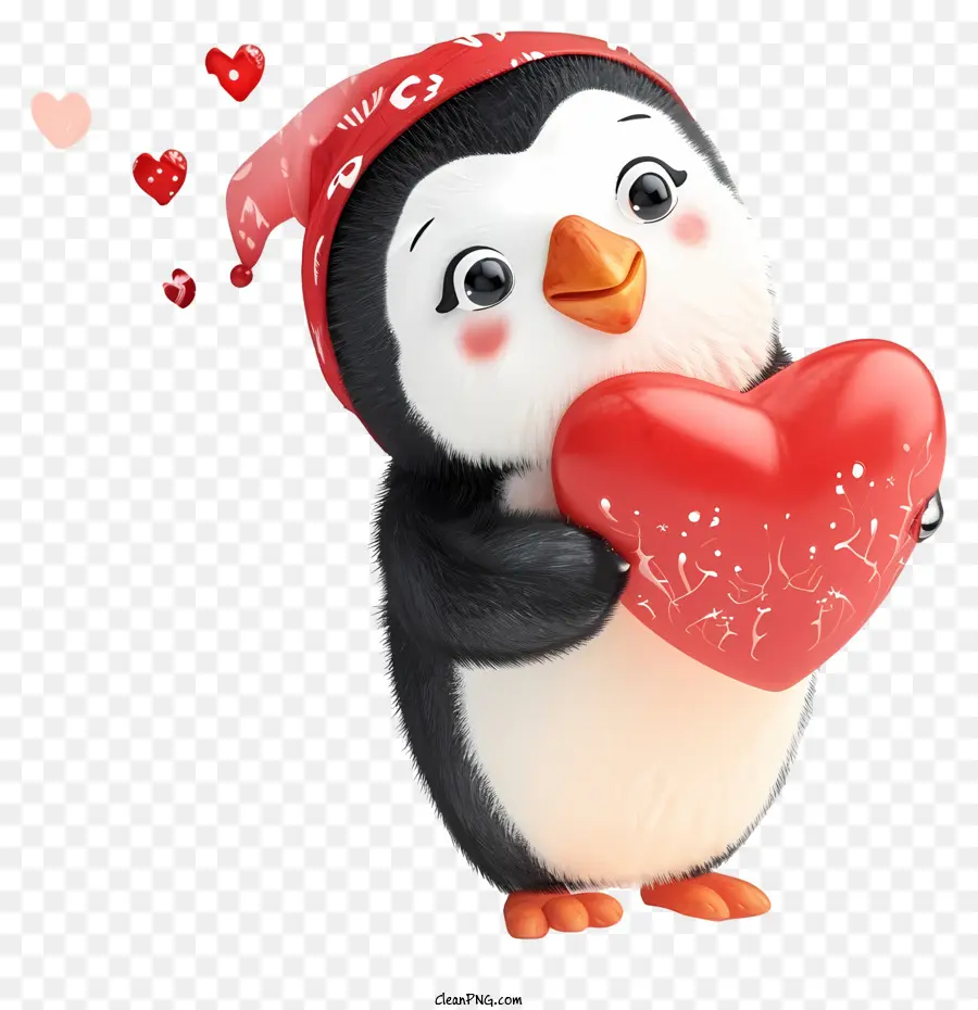 Psd 3d Valentine Penguin，Pingüino PNG