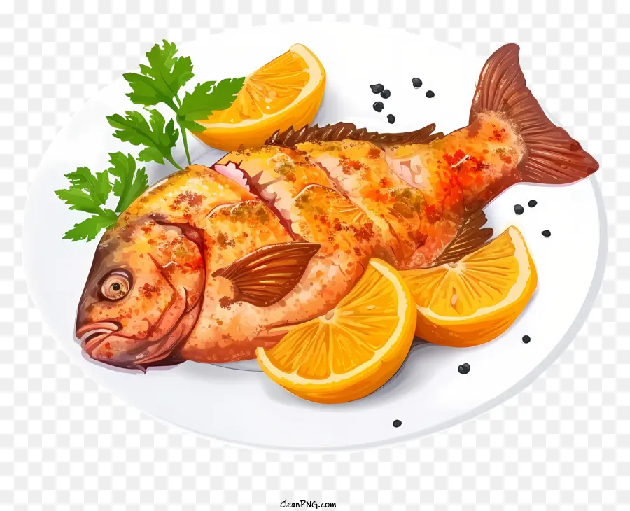 Plato De Pescado De Dibujos Animados，Pescado Receta PNG