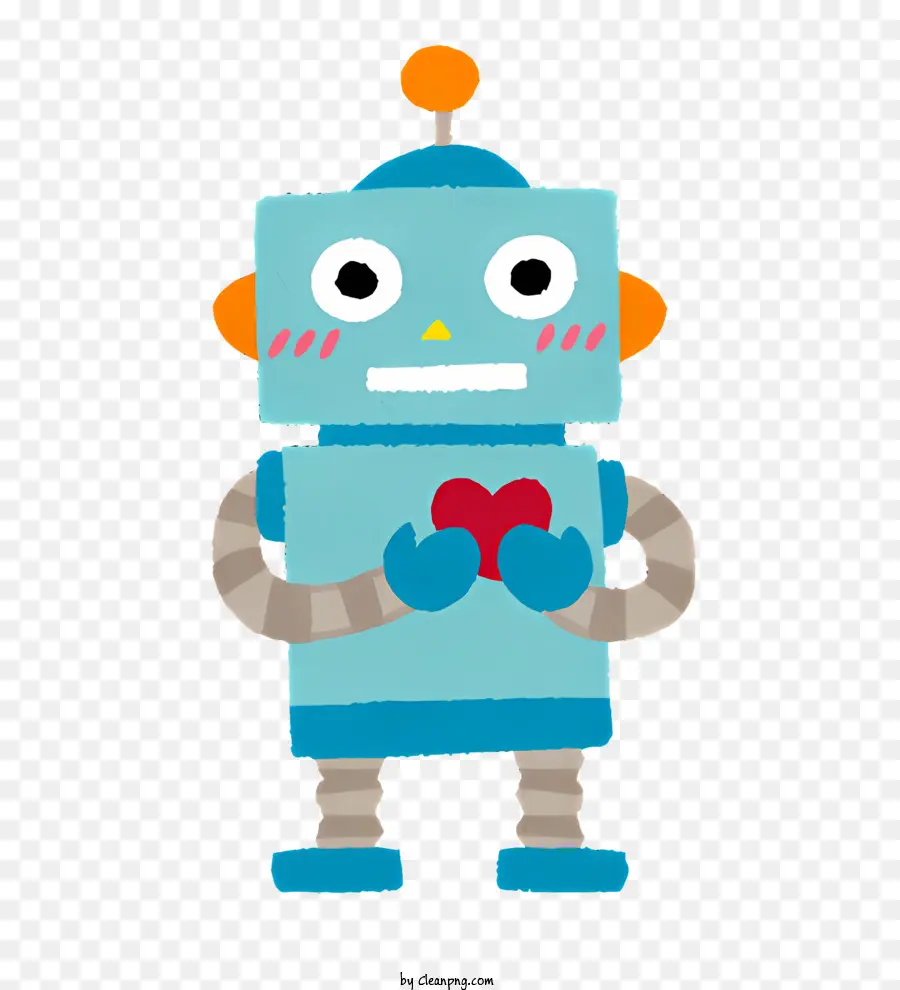 Azul Robot，Corazón Rojo PNG