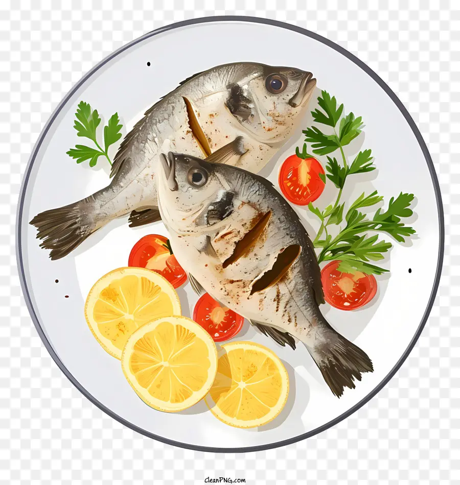 Ilustración De Vector Plano Minimalizado，Fish Dish PNG