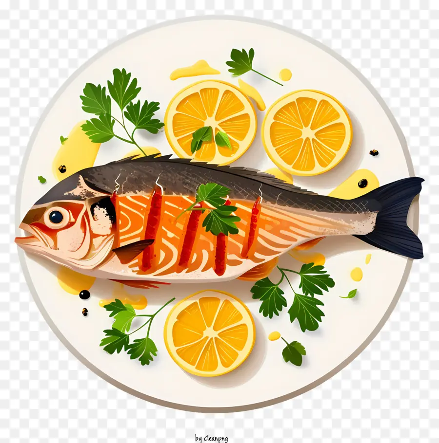 Ilustración De Vector Plano Minimalizado，Fish Dish PNG