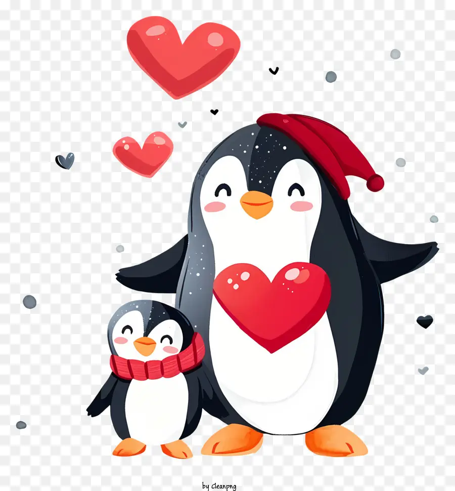 Ilustración De Vector Plano Minimalizado，Pingüino De San Valentín PNG