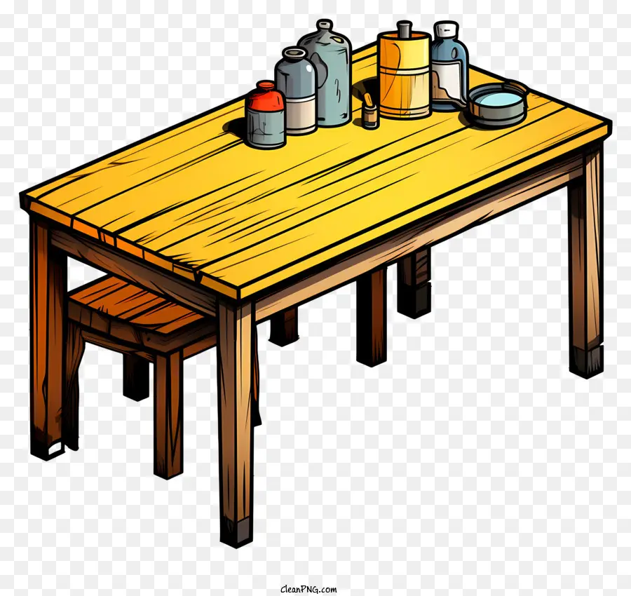 Mesa De Dibujos Animados De Estilo Doodle，Mesa De Madera PNG