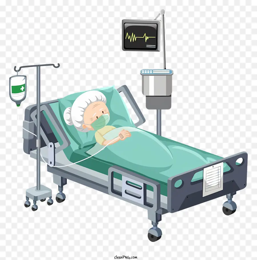 Paciente De Dibujos Animados，Cama De Hospital PNG