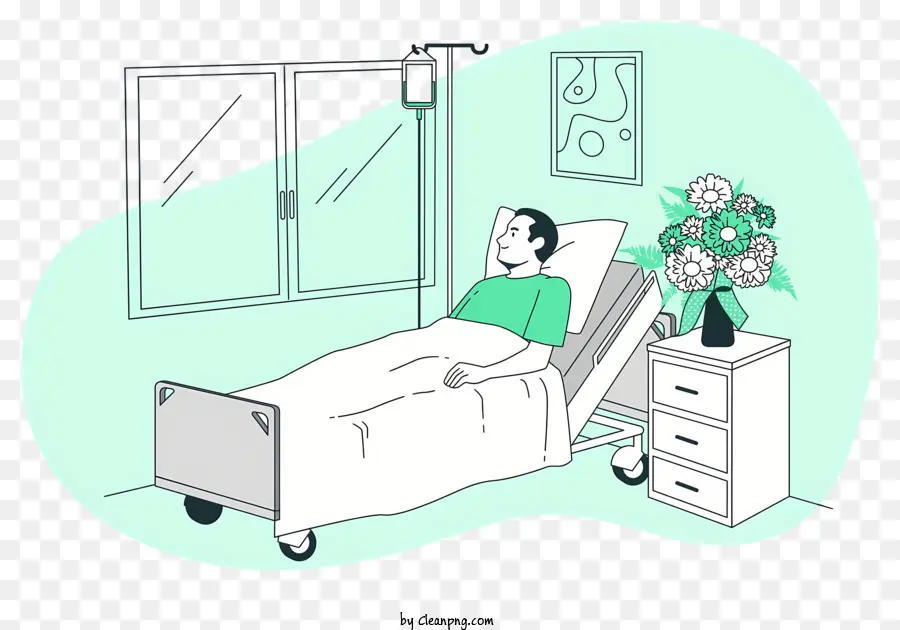 Paciente De Dibujos Animados，Cama De Hospital PNG