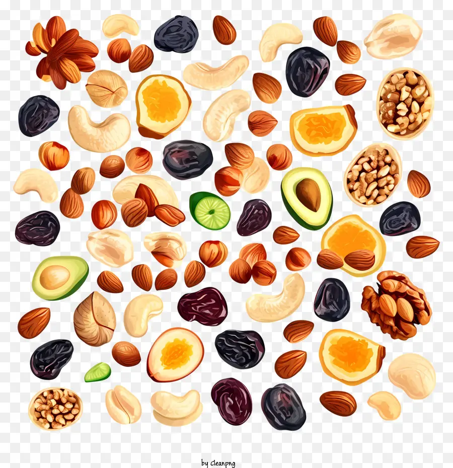 Frutas Y Nueces Secas Mezcle Arte Vectorial Simplista，Frutos Secos Y Semillas PNG