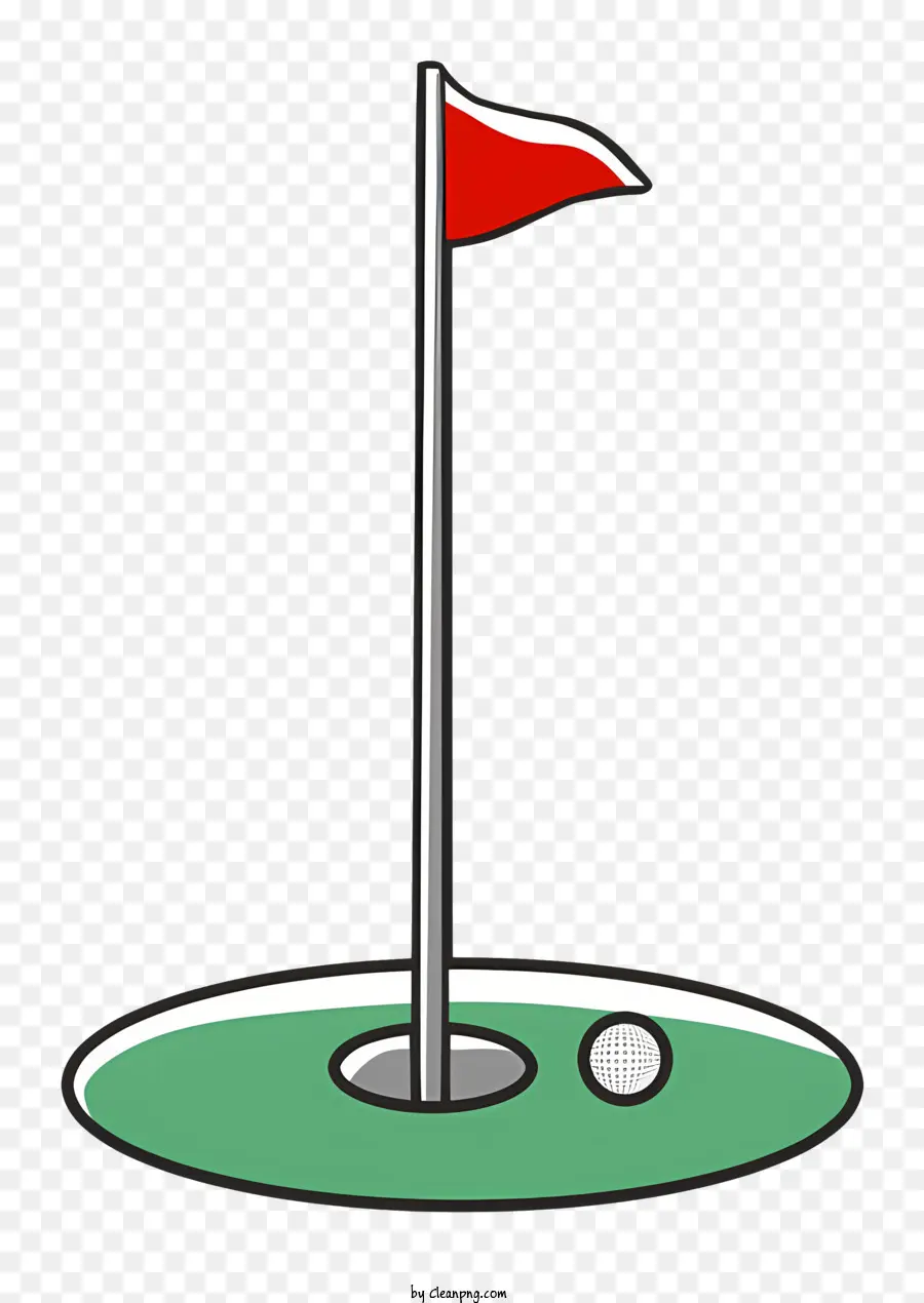 Campo De Golf，Bandera Roja Y Blanca PNG