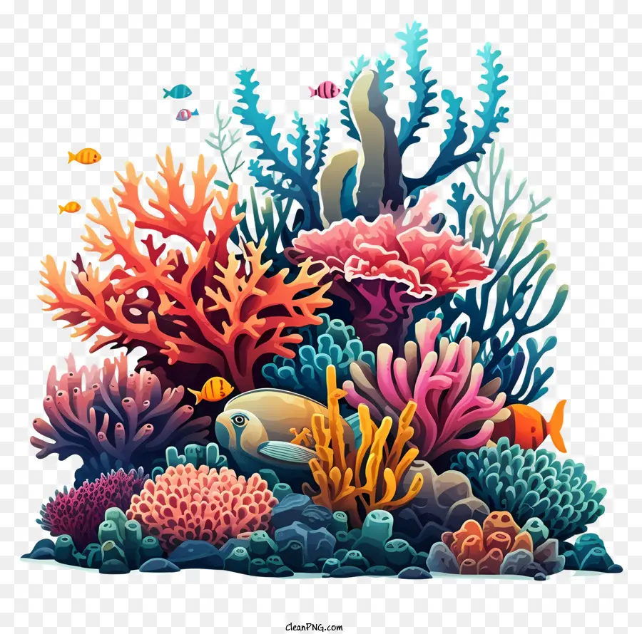 Ilustración De Vector Plano Minimalizado，Arrecife De Coral PNG