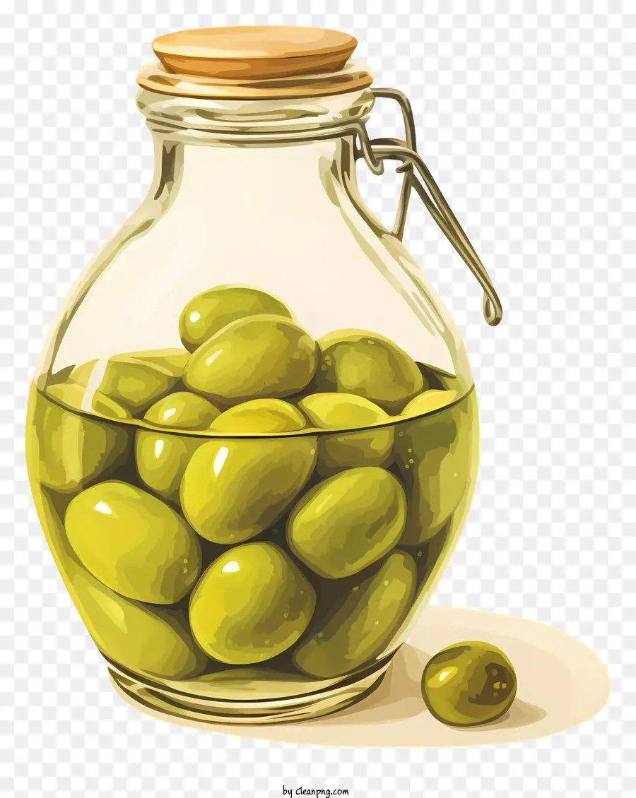 Aceitunas Verdes Dibujadas A Mano En Frasco，Aceitunas En Escabeche PNG