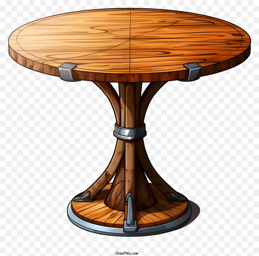 Mesa Redonda De Madera Estilo Doodle，Mesa Redonda PNG