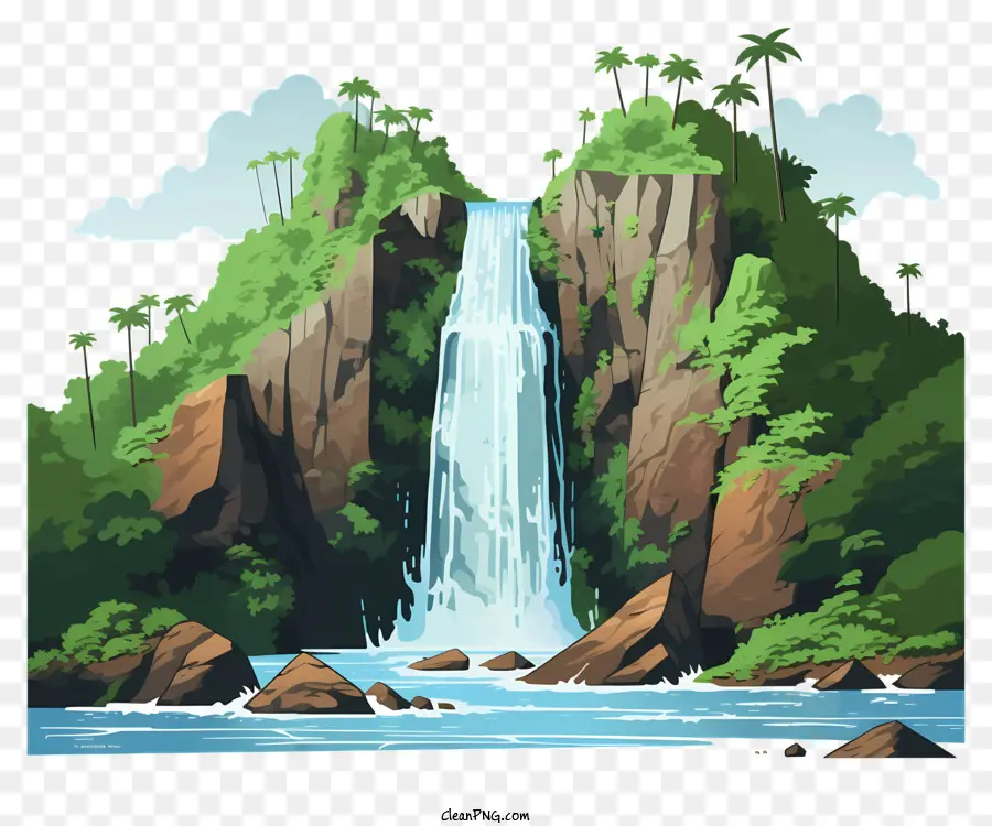 Cascada Dibujada A Mano，Cascada PNG