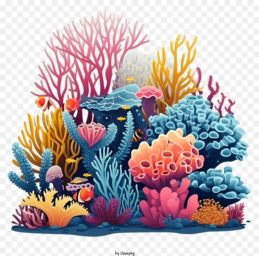 Ilustración De Vector Plano Minimalizado，Arrecife De Coral PNG