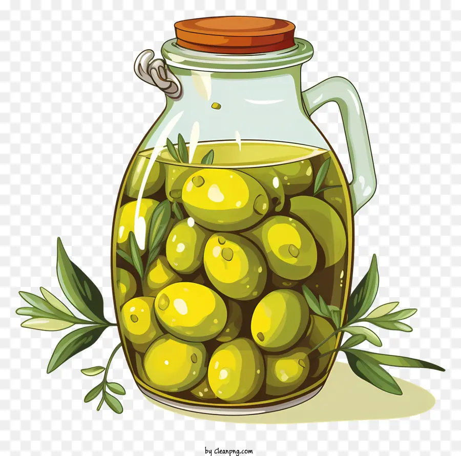 Estilo Doodle Aceitunas Verdes En Frasco，Tarro De Aceitunas PNG