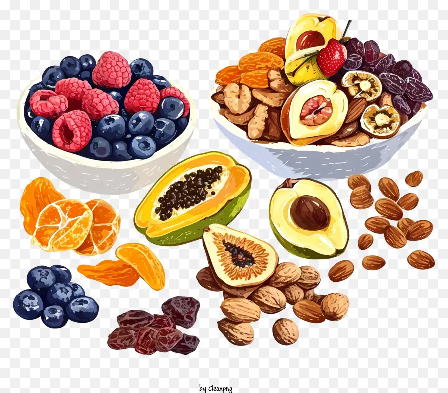 Mezcla De Frutas Y Nueces Secas A Mano，Frutas PNG