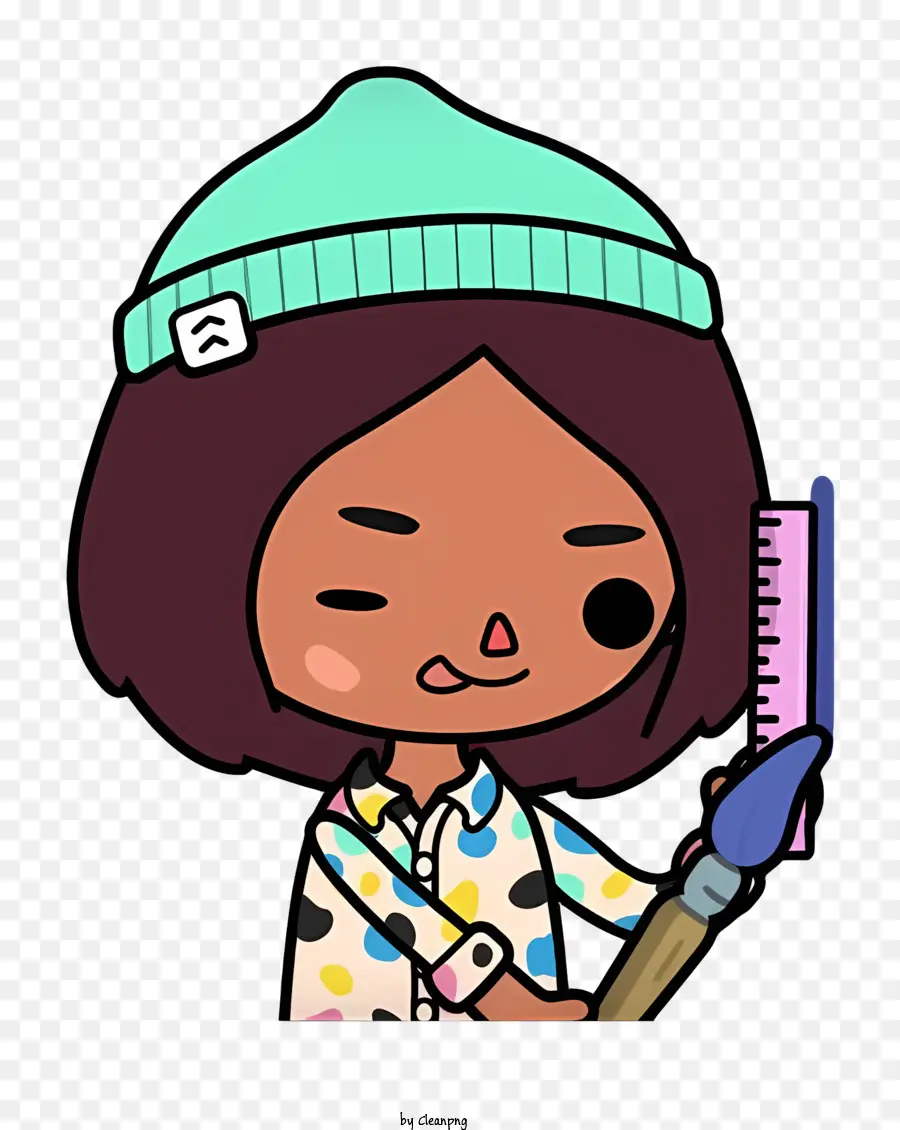 Elementos Toca，Chica Con Gorro Y Regla PNG