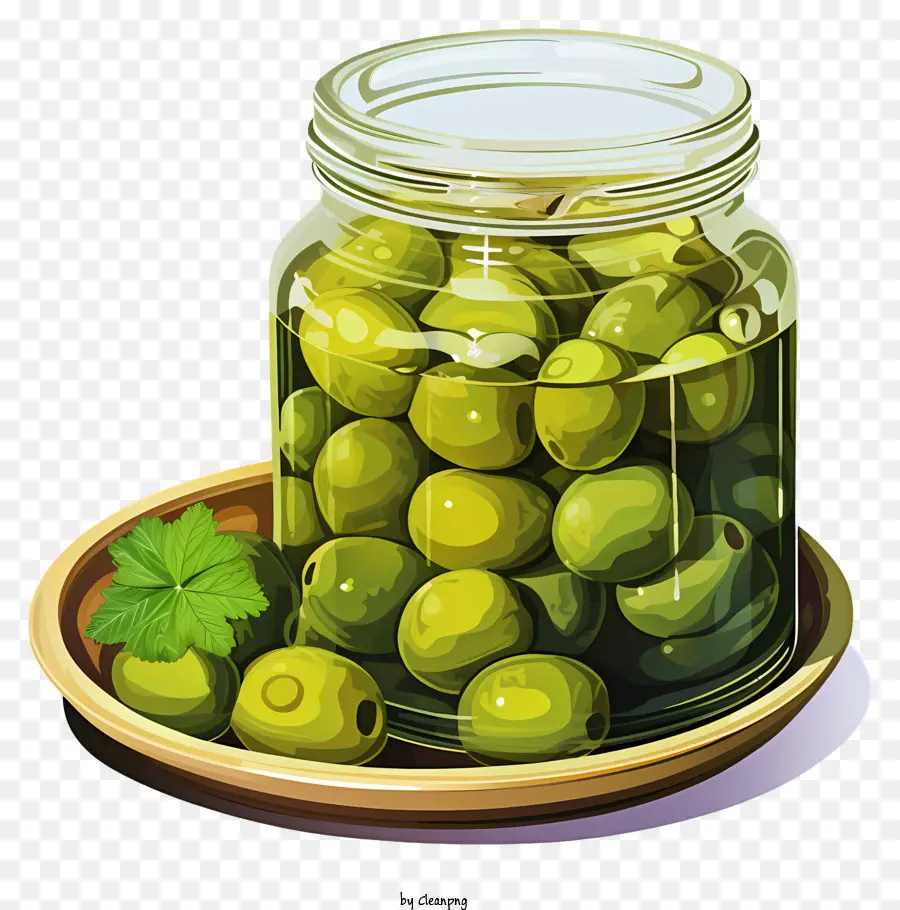 Olives Verdes De Acuarela En Frasco，Aceitunas Verdes PNG